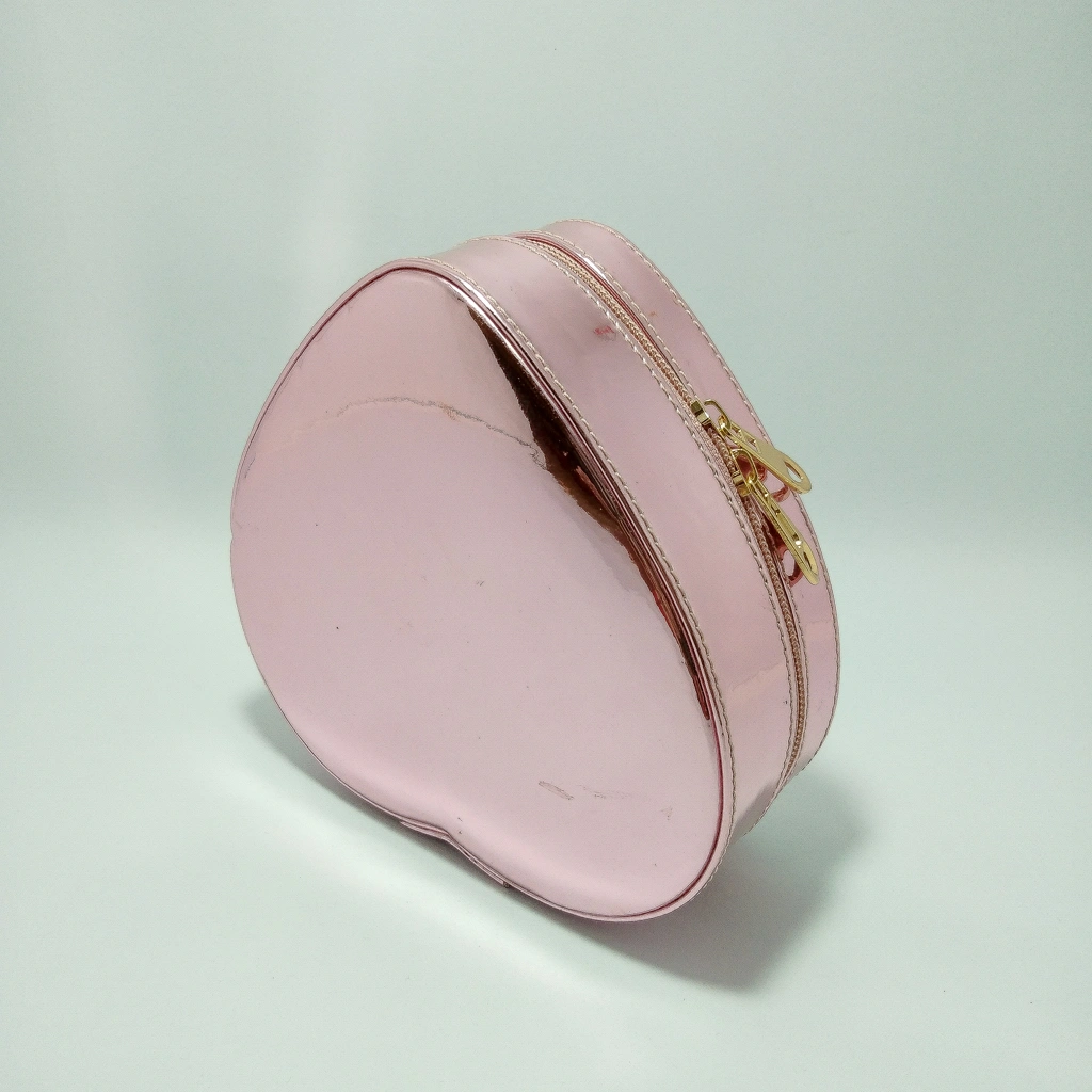 Pink heart shaped jewelry bag