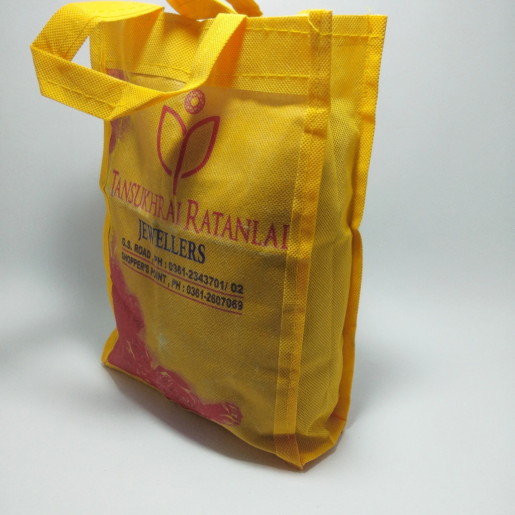 jewelry box printed yellow jute bag 