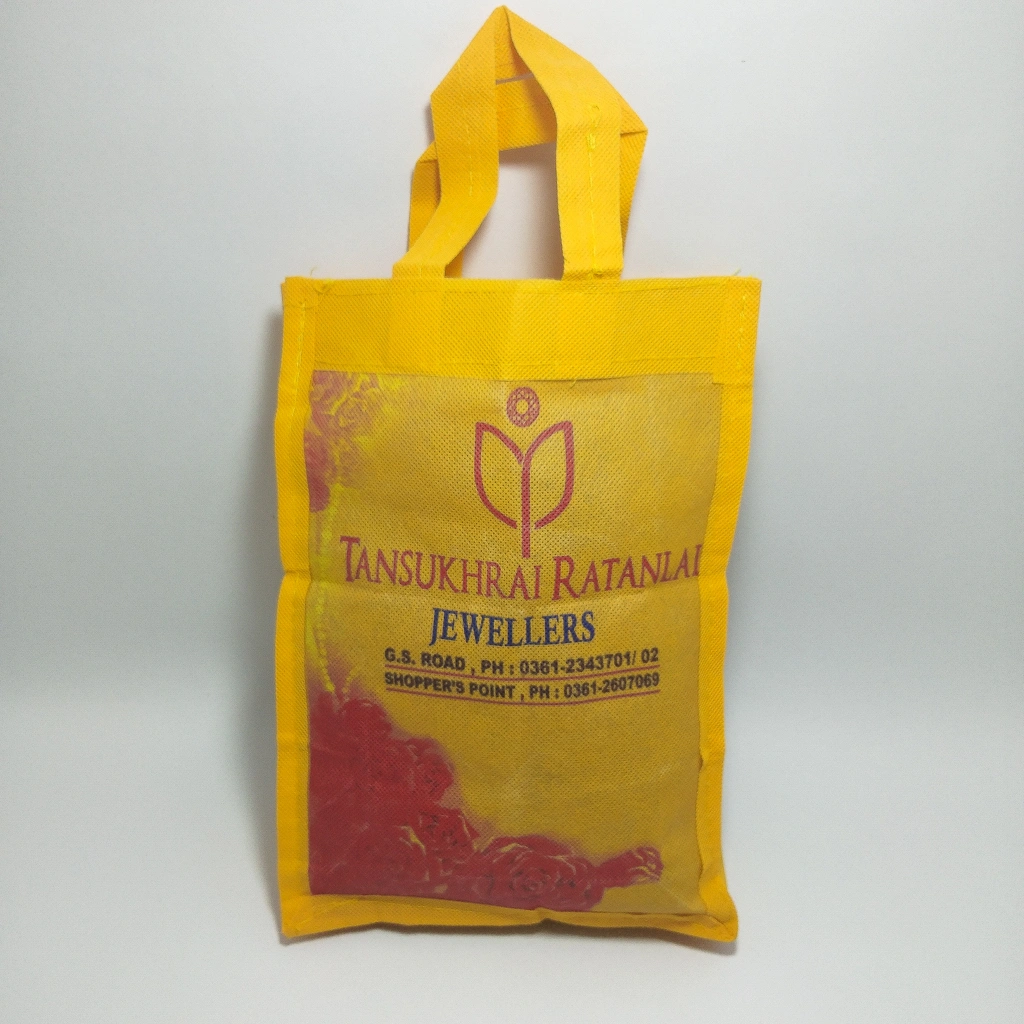 printed yellow jute bag 