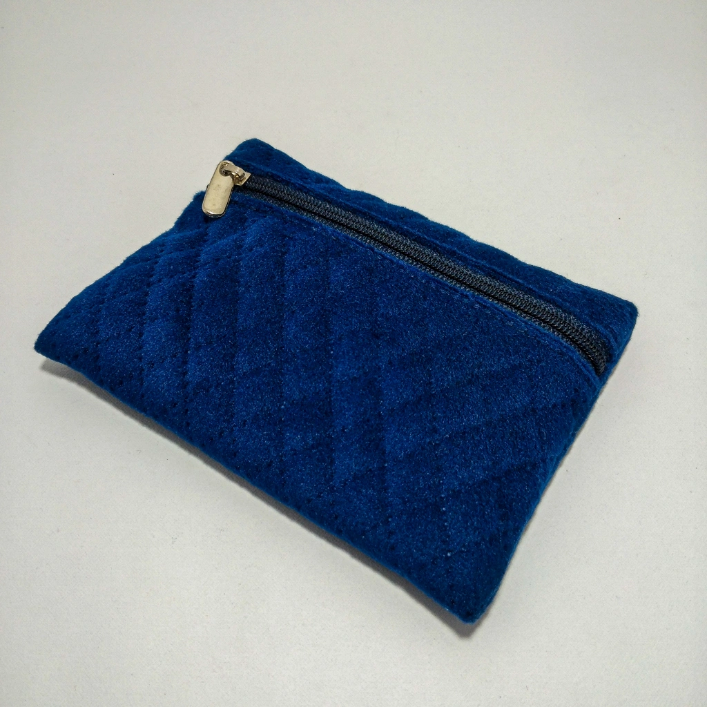 jewelry box blue velvet zipper purse