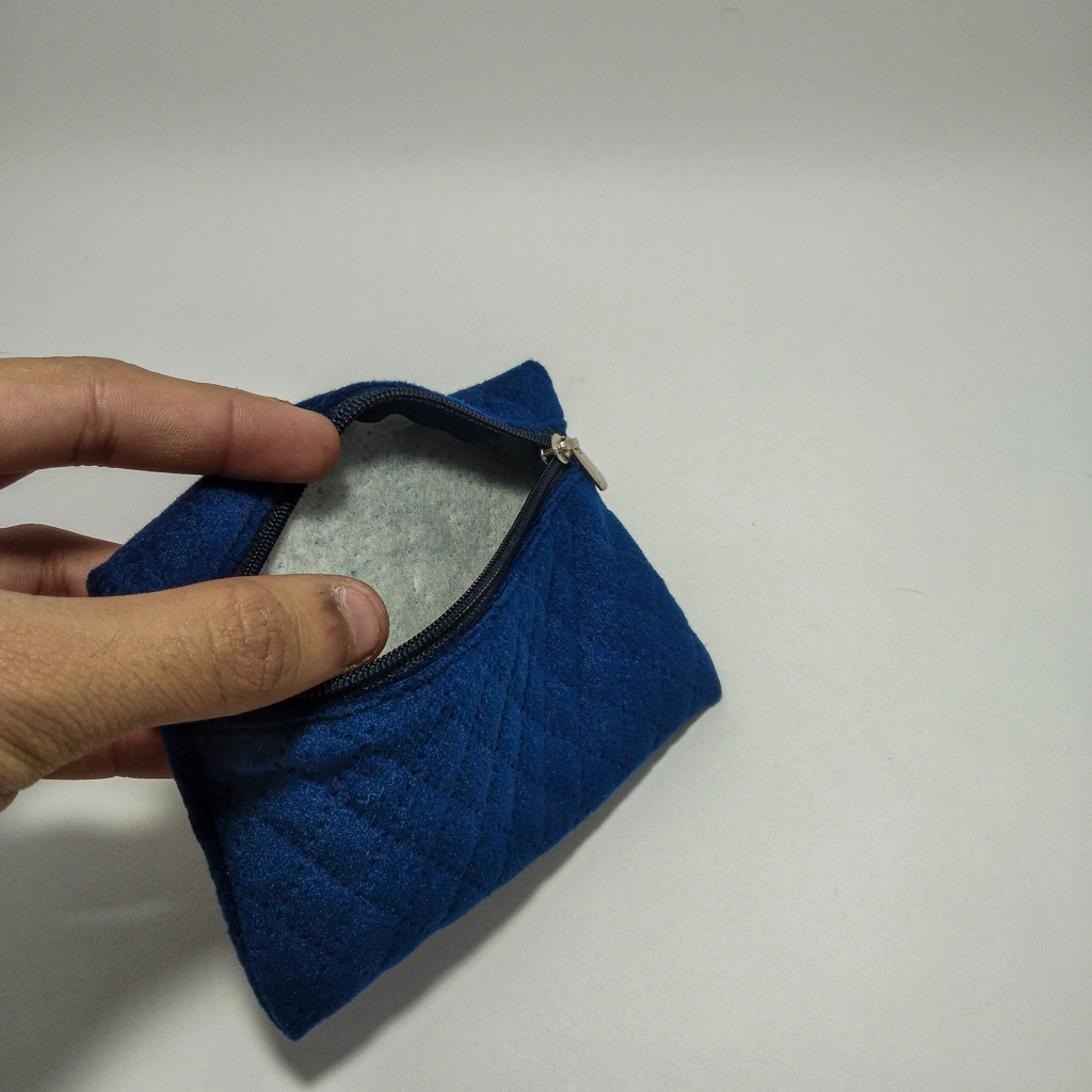 jewellery box blue velvet zipper purse