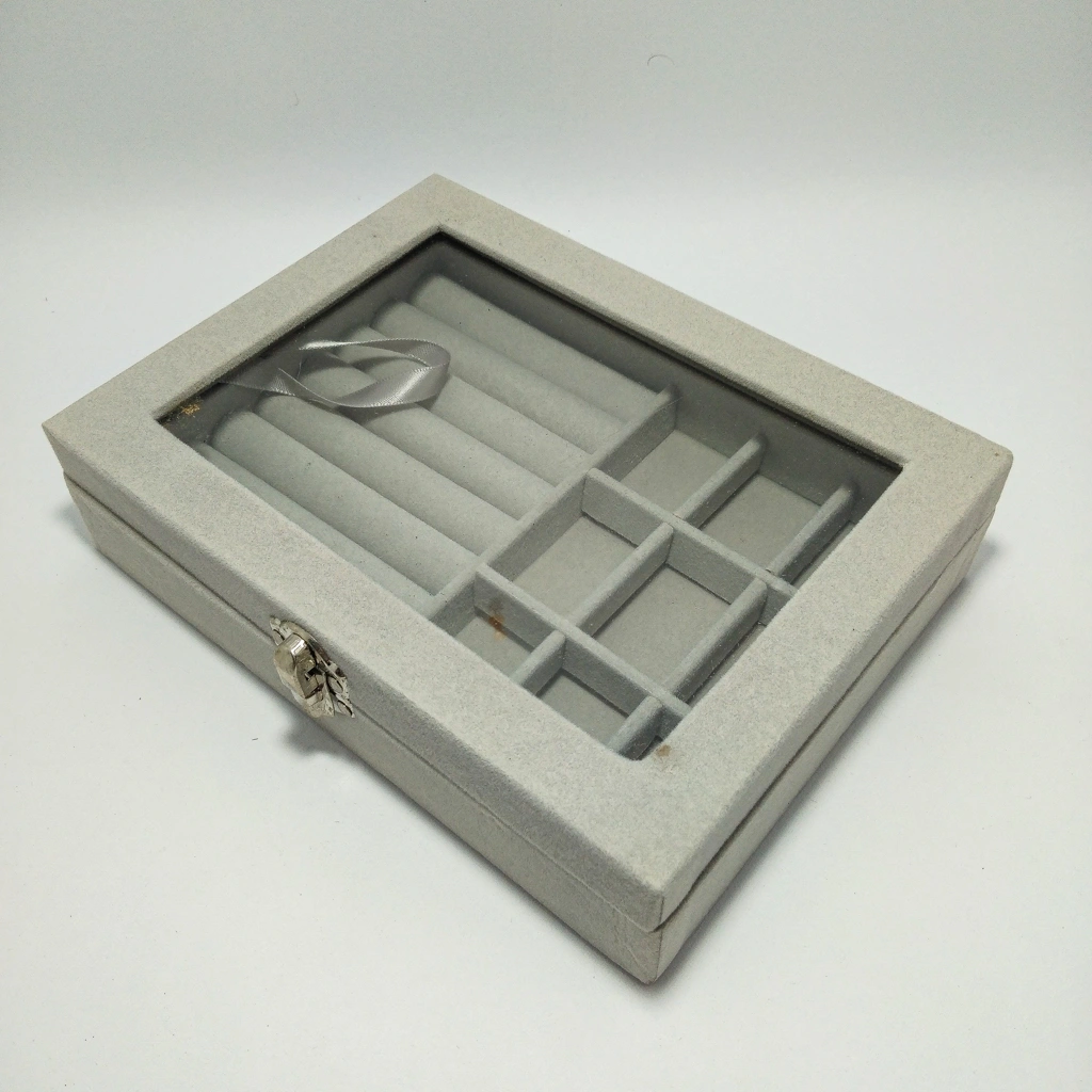 grey transparent jewelry bag box 