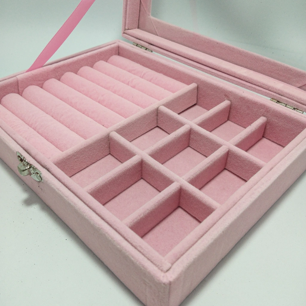 pink transparent jewelry bag box 