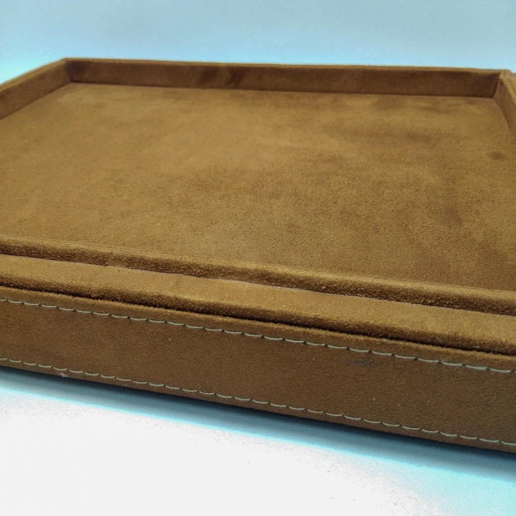 jewelry box brown velvet wooden tray