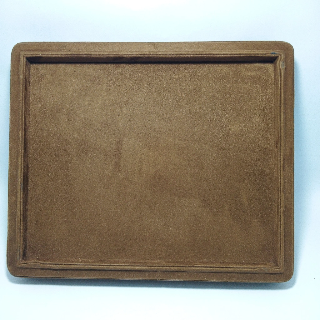 brown velvet wooden tray