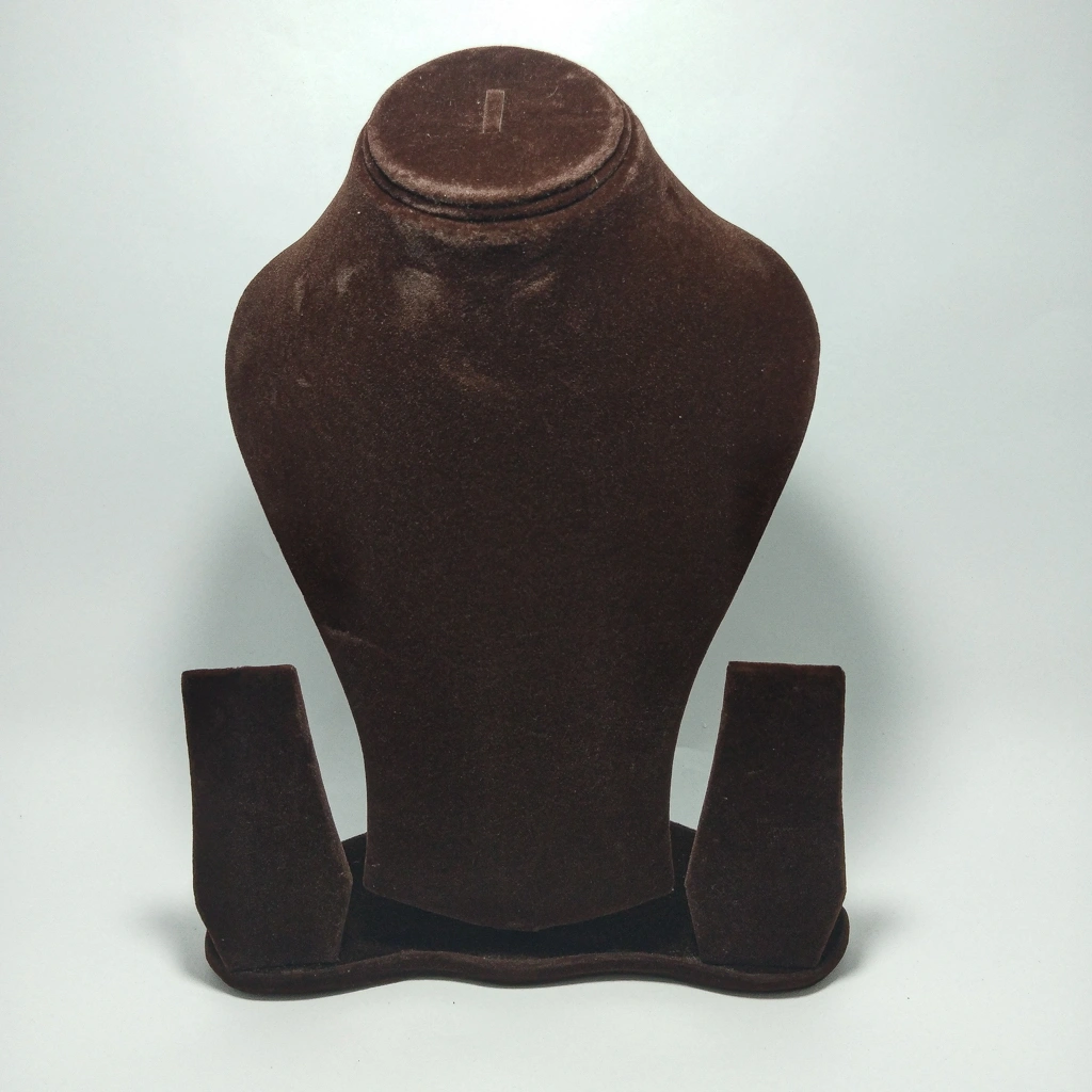 brown long necklace display body
