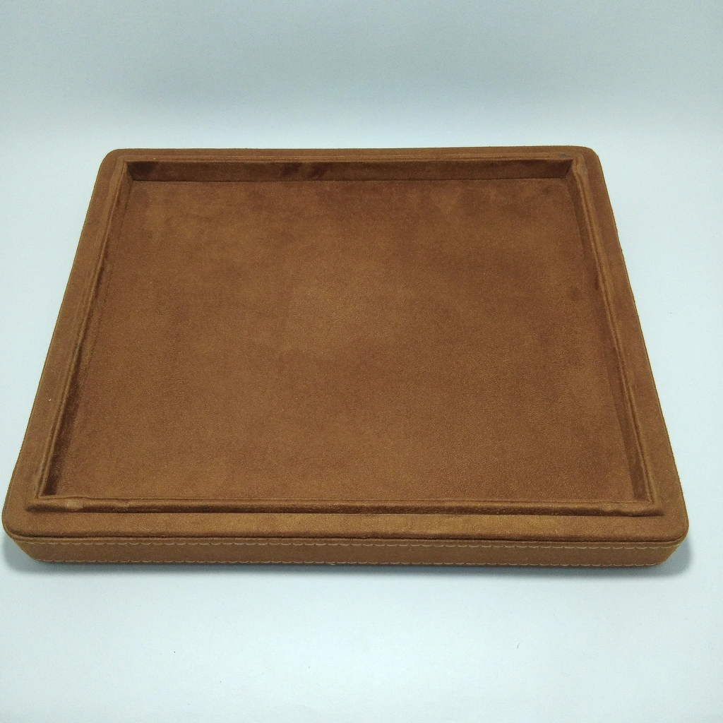 brown velvet wooden tray box 