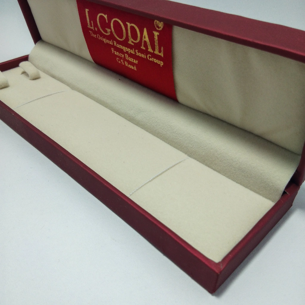 jewellery box premium red satin cream chain