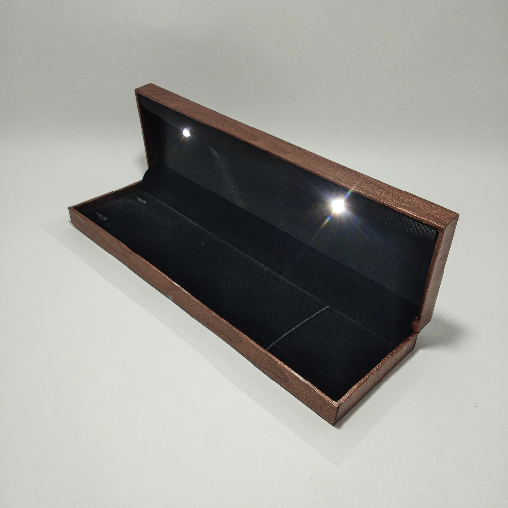 jewelry box wooden led black chain