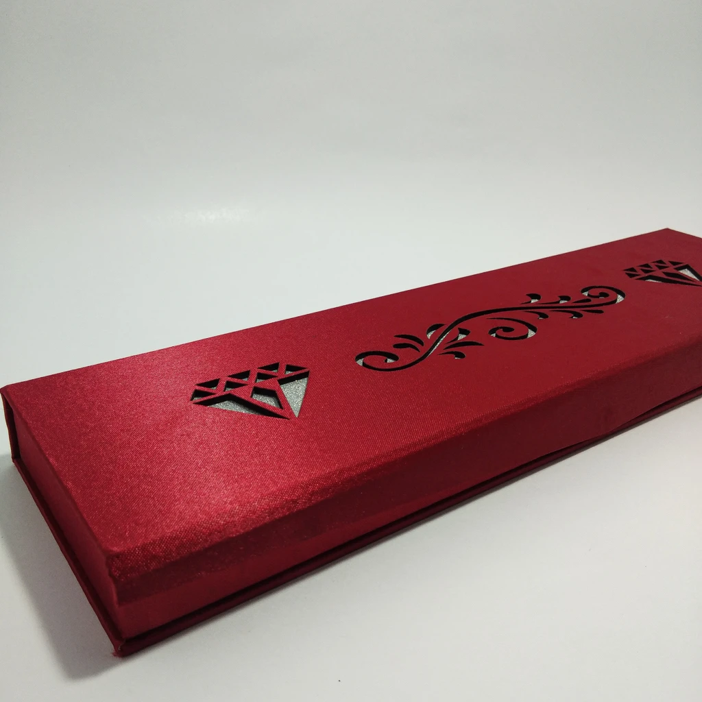 jewelry box red satin laser finish chain