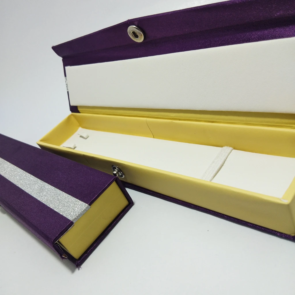 jewellery box violet satin strip small chain