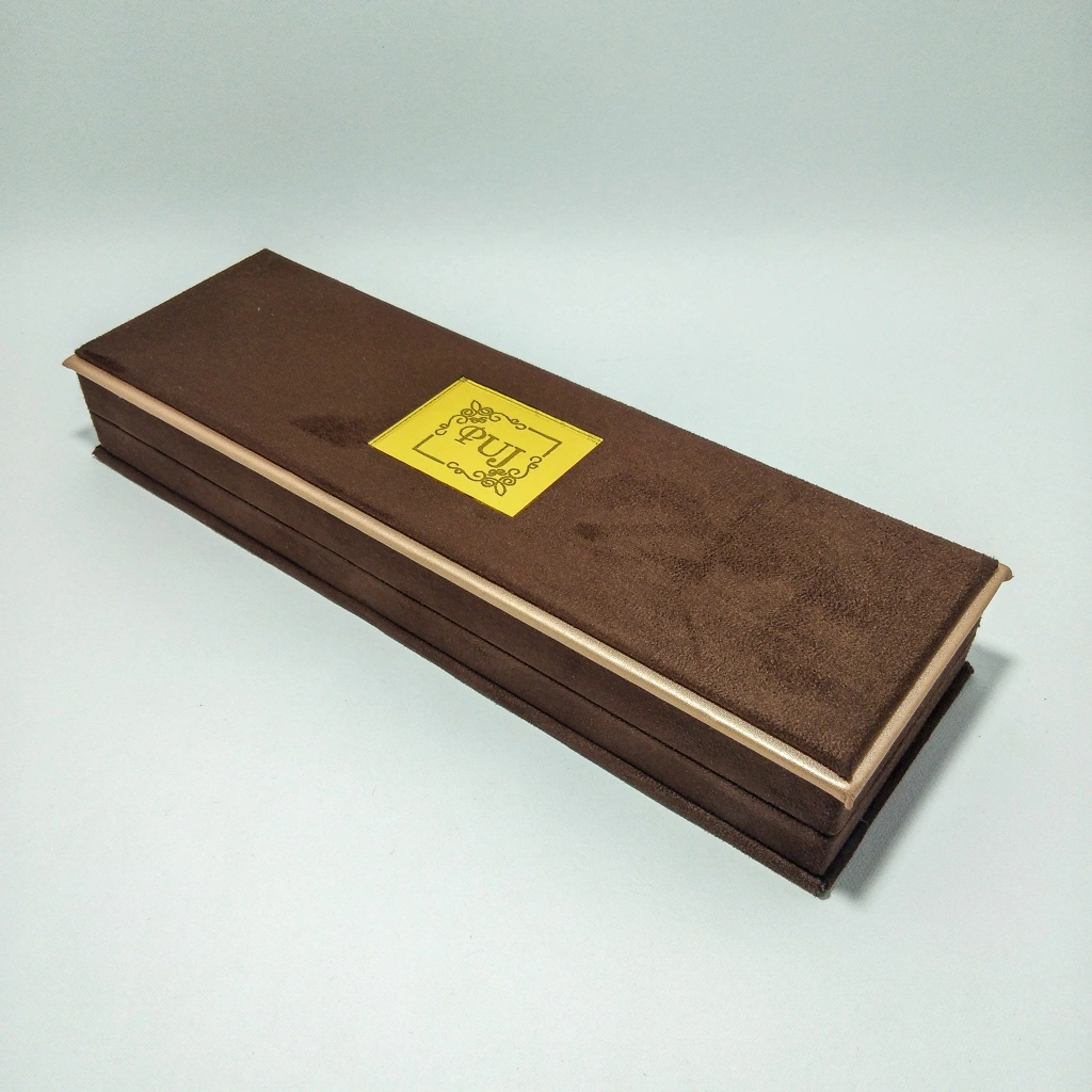 premium brown velvet acrylic chain box 