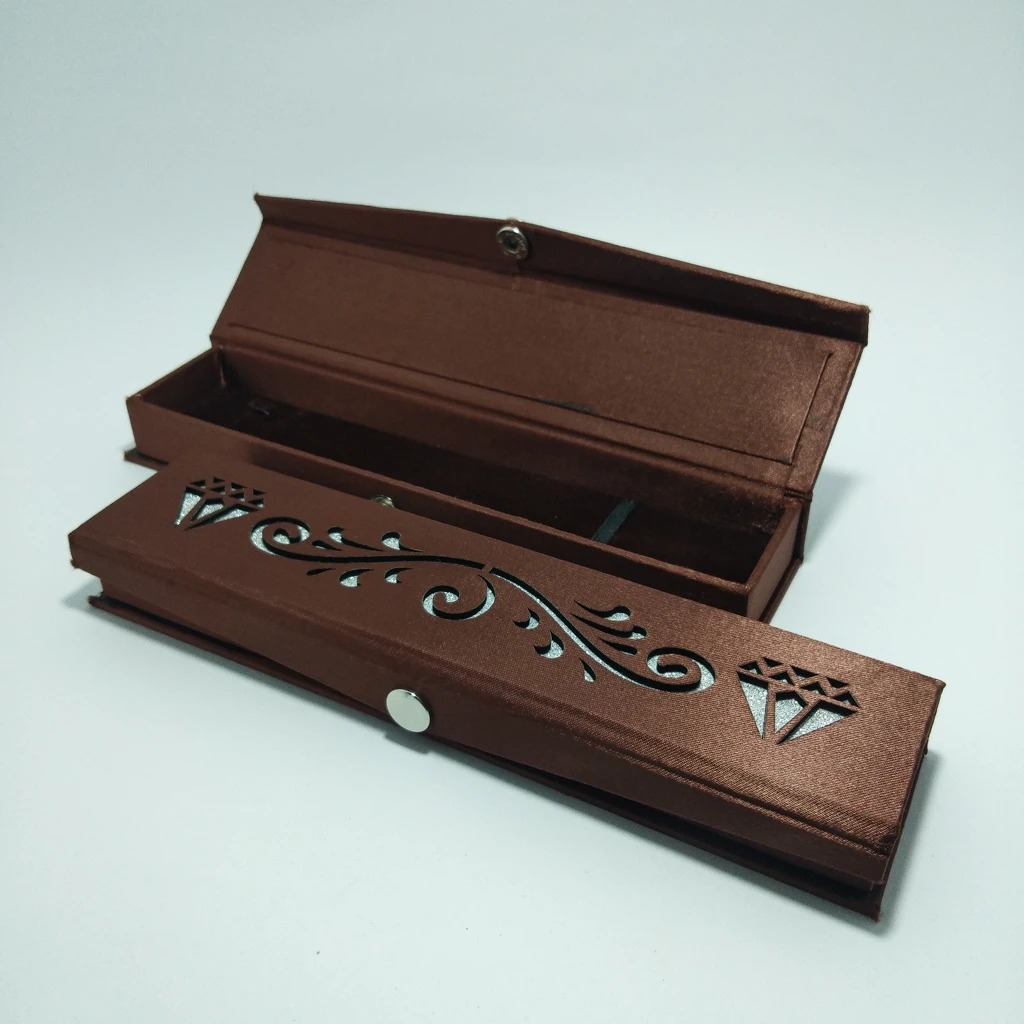 Brown satin laser small chain box 