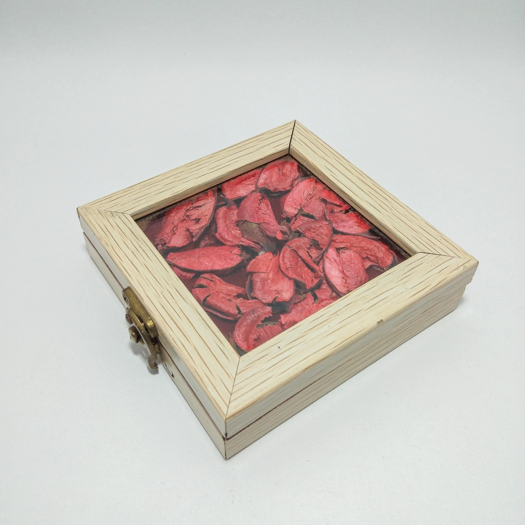 white wooden rose petal coin box box 