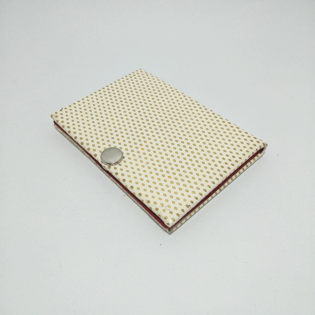 cream red square button folder box 