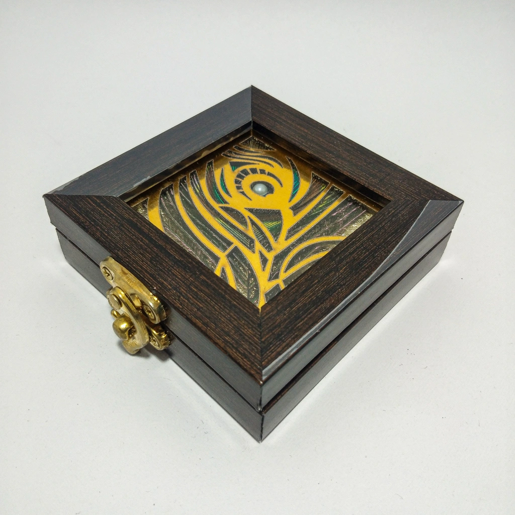 classic peacock wooden coin box box 