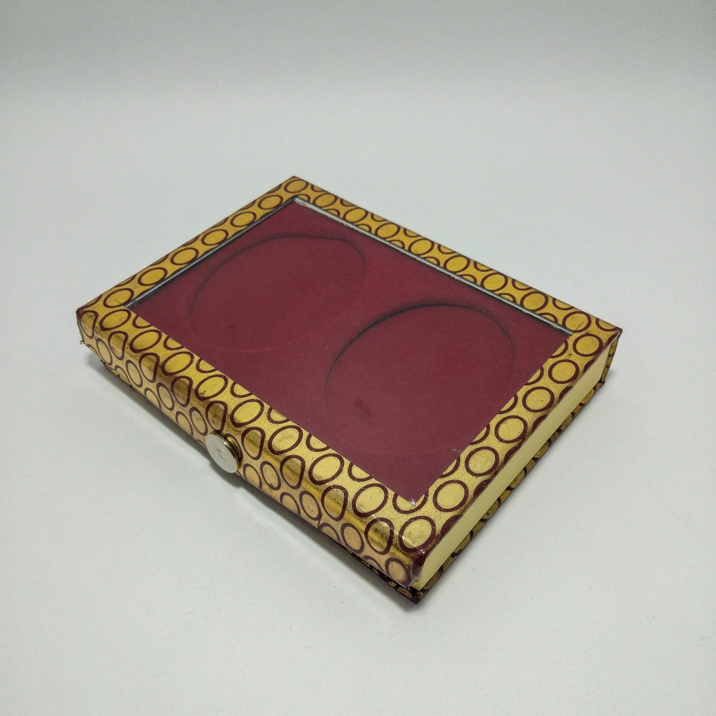 red vinyl oval 2-coin box box 