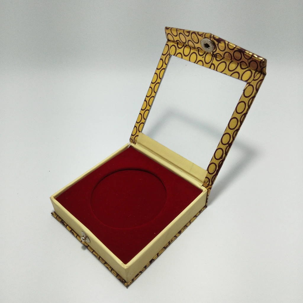 jewelry box vinyl red round coin box