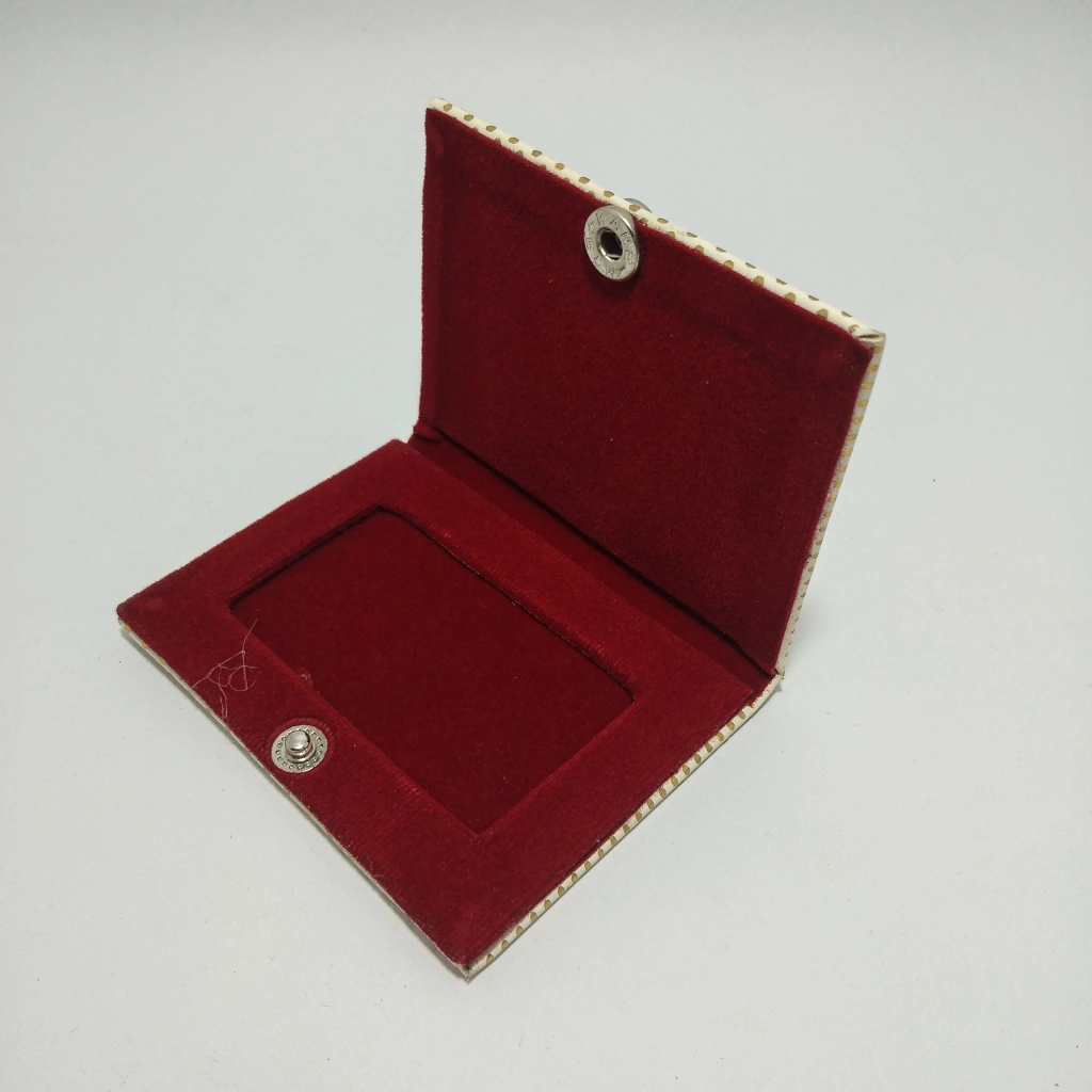 jewelry box cream red square button folder