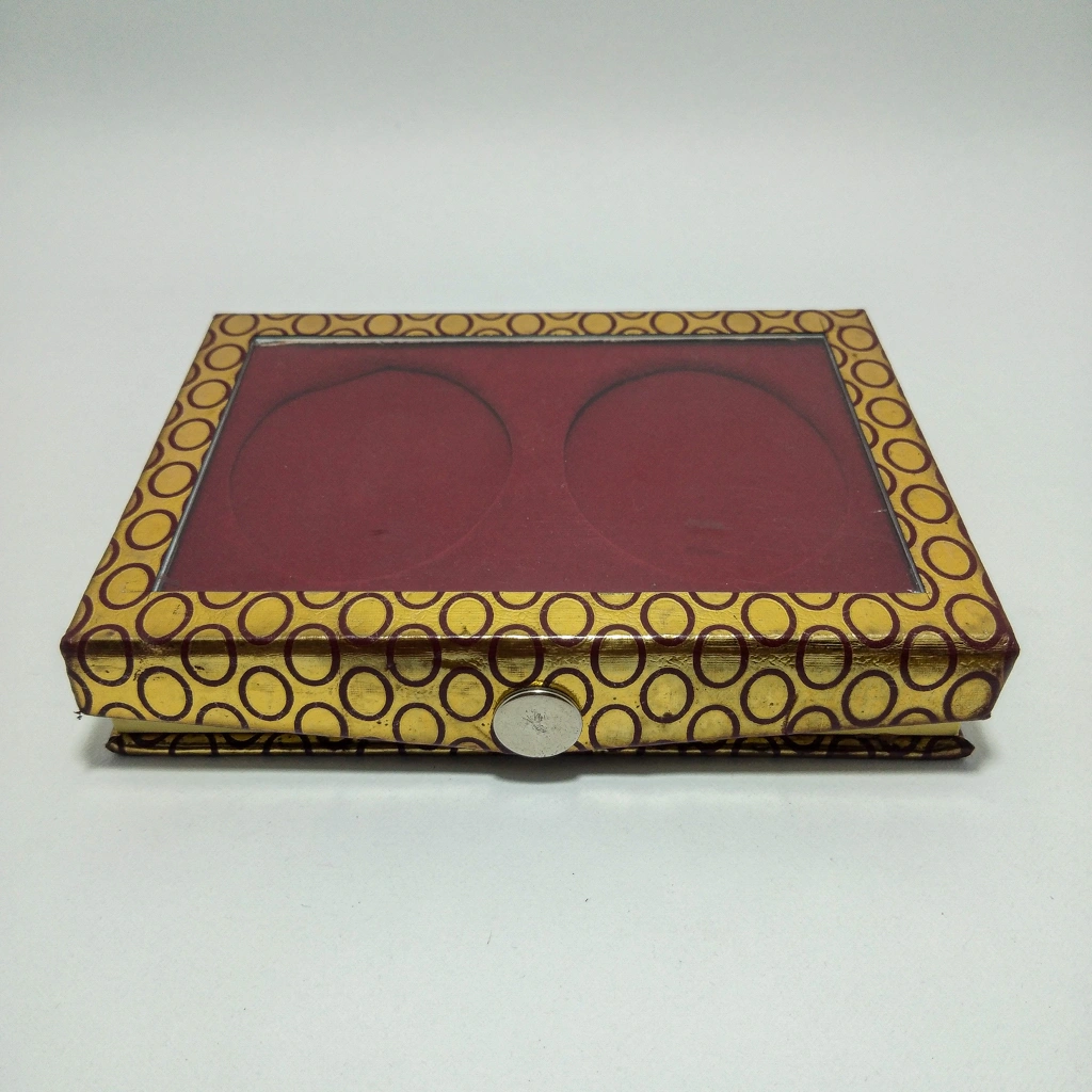 jewellery box red vinyl oval 2-coin box