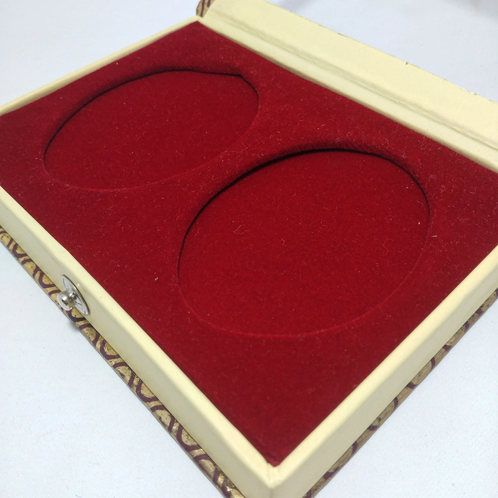 red vinyl oval 2-coin box