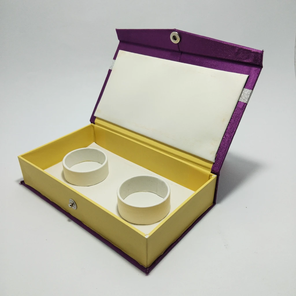 jewellery box violet satin white double bangles