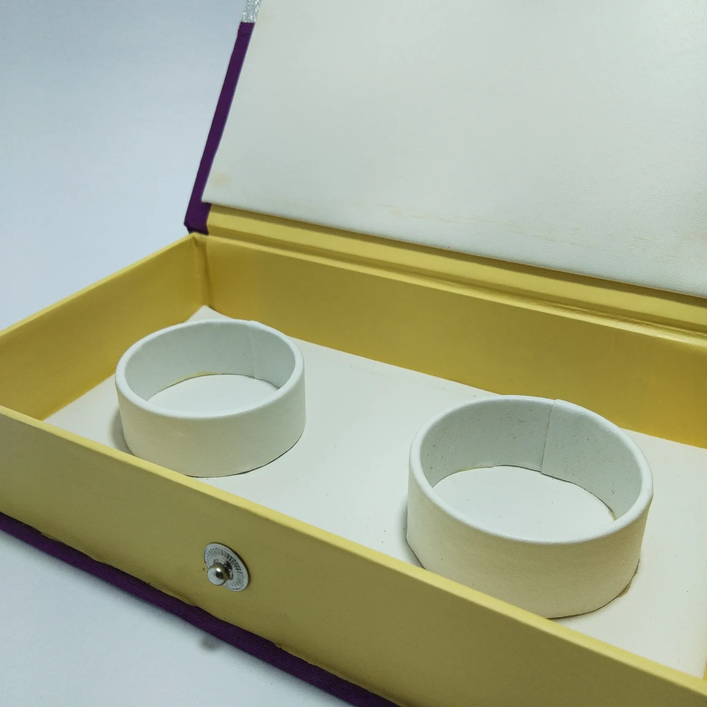violet satin white double bangles