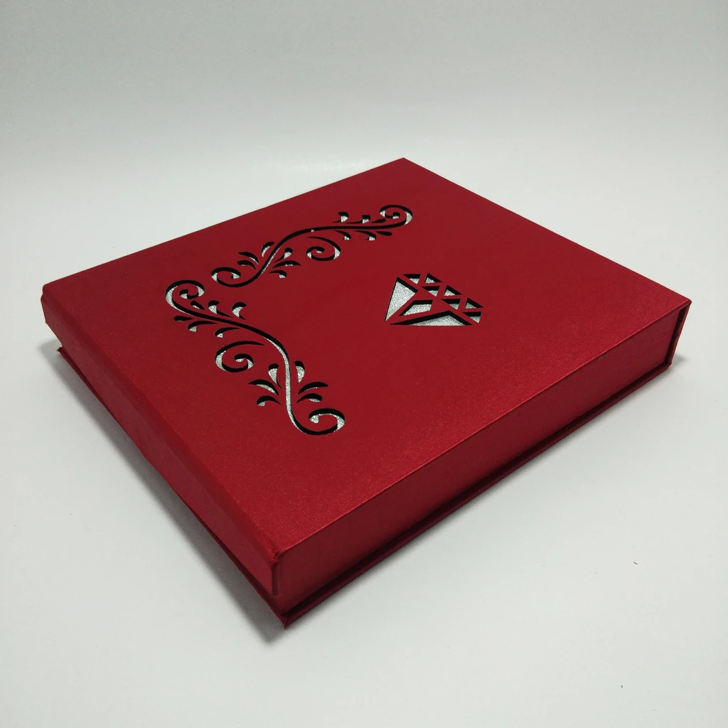 maroon satin laser half set box 