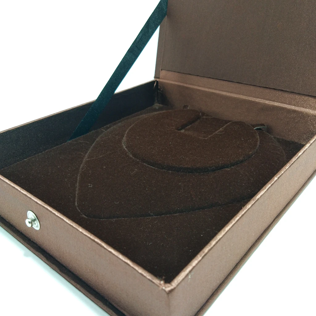 brown satin laser necklace