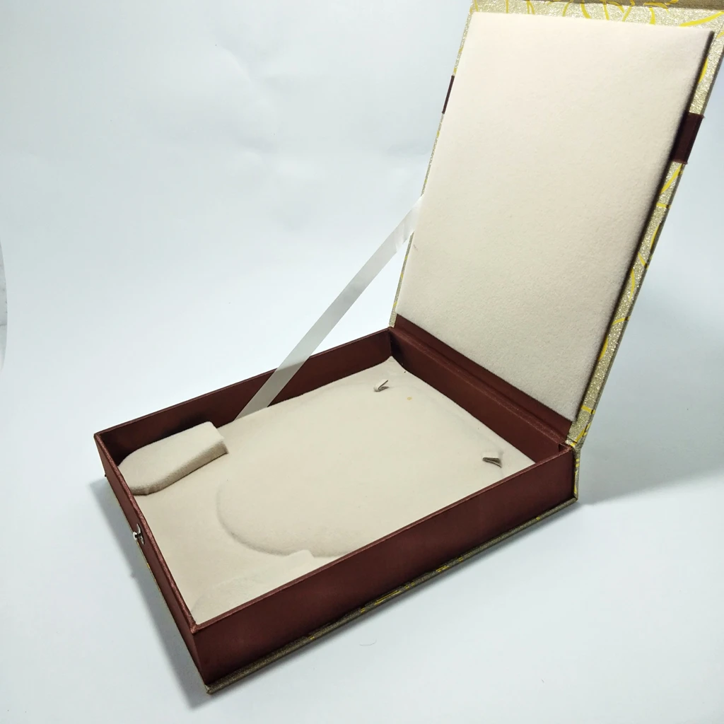 jewelry box gold petal paper brown strip half set