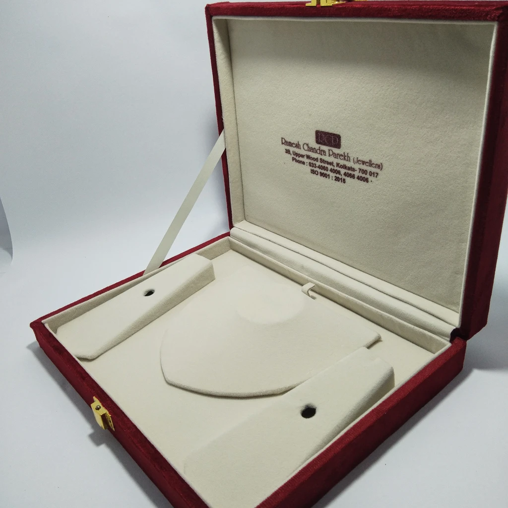 jewelry box premium all maroon velvet half set