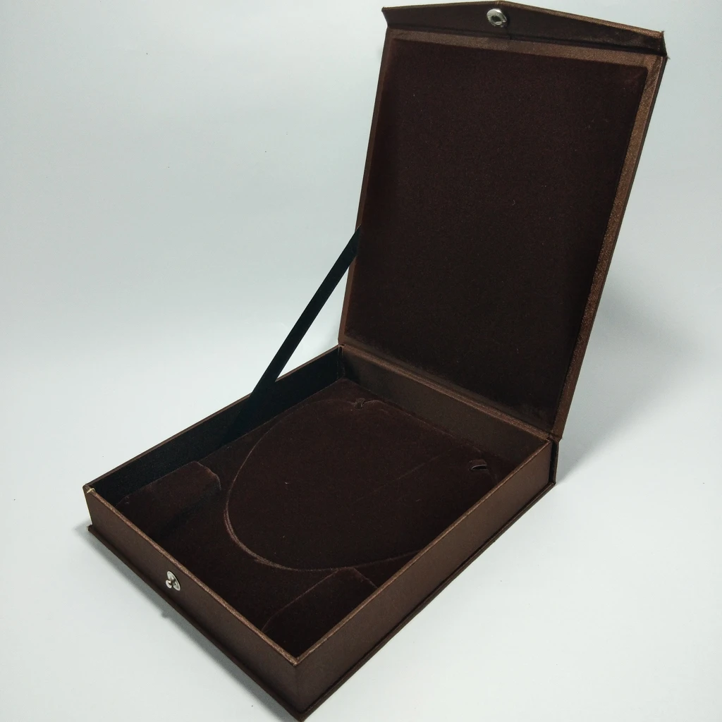 jewelry box brown laser satin half set
