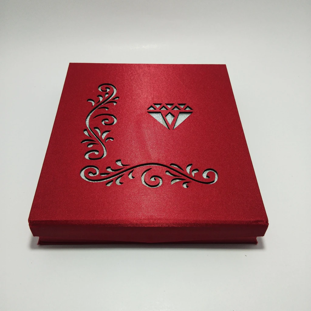 jewelry box maroon satin laser half set