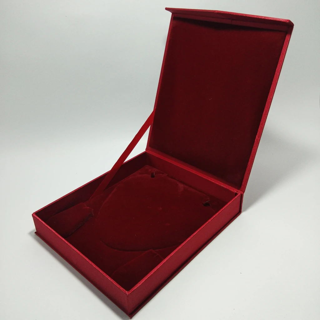 jewellery box maroon satin laser half set