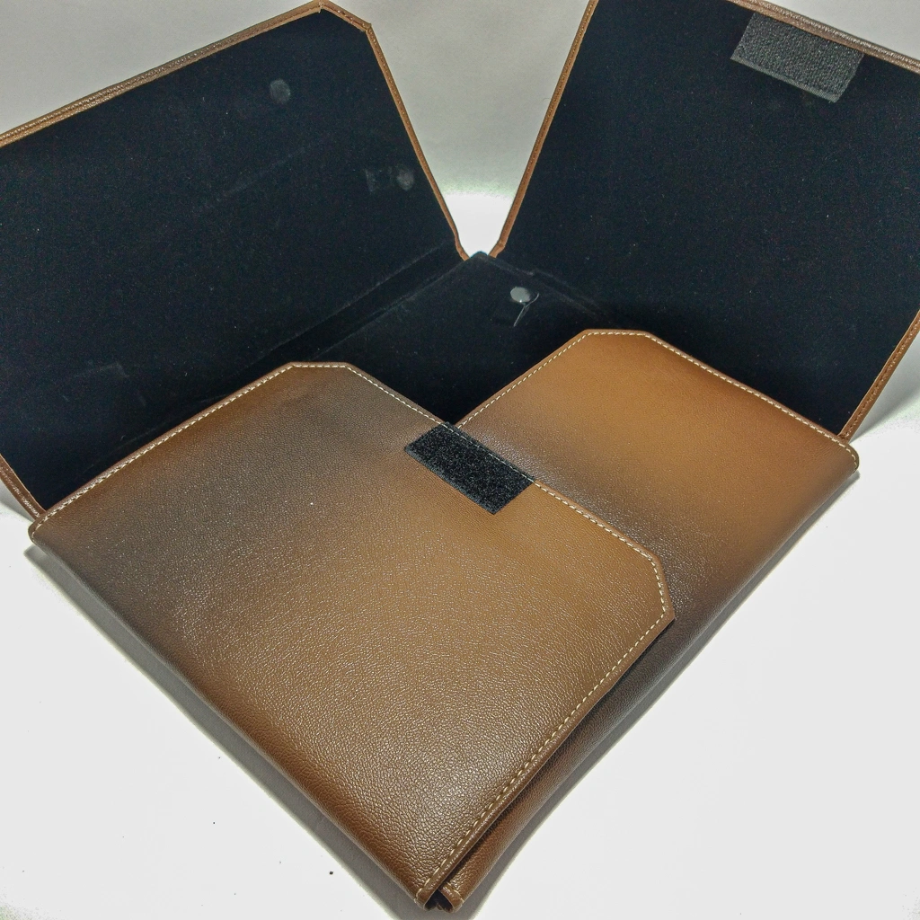 brown leather folder necklace