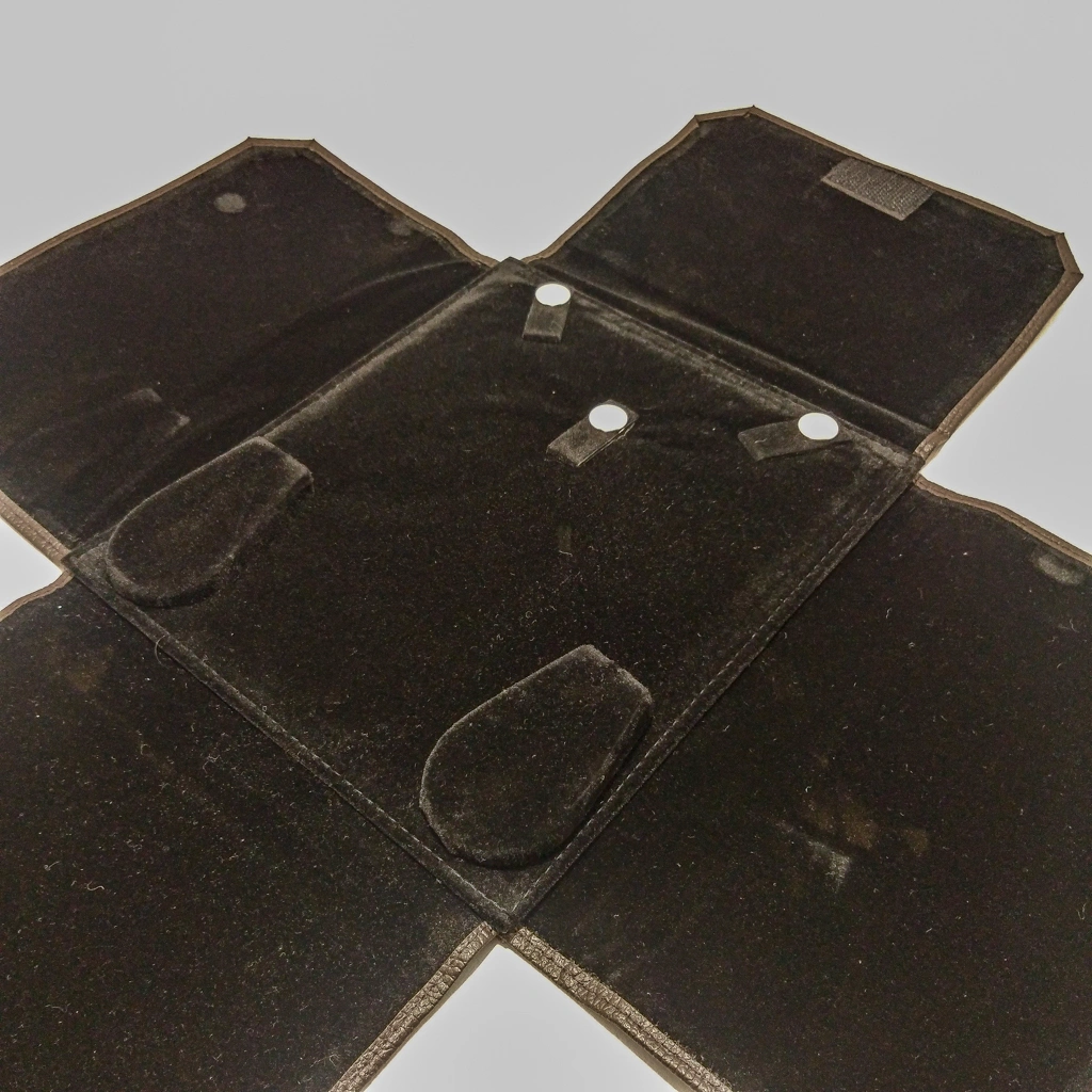 jewelry box dark leather foldable necklace