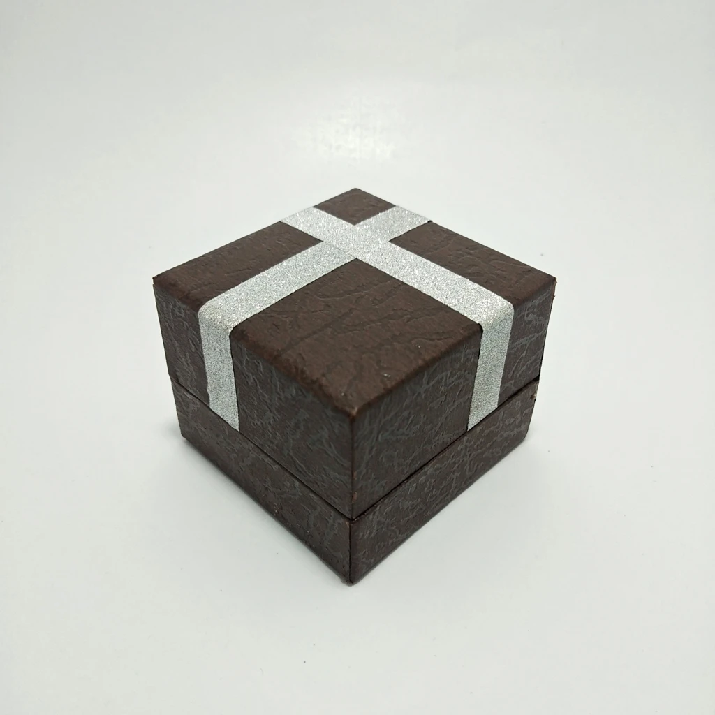brown paper brown velvet strip ring box 