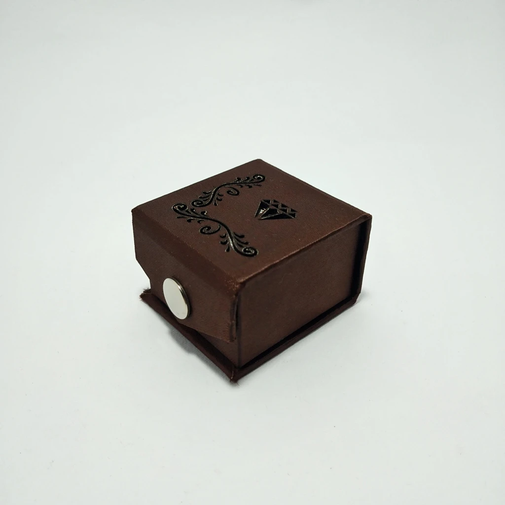 brown laser single button ring box 