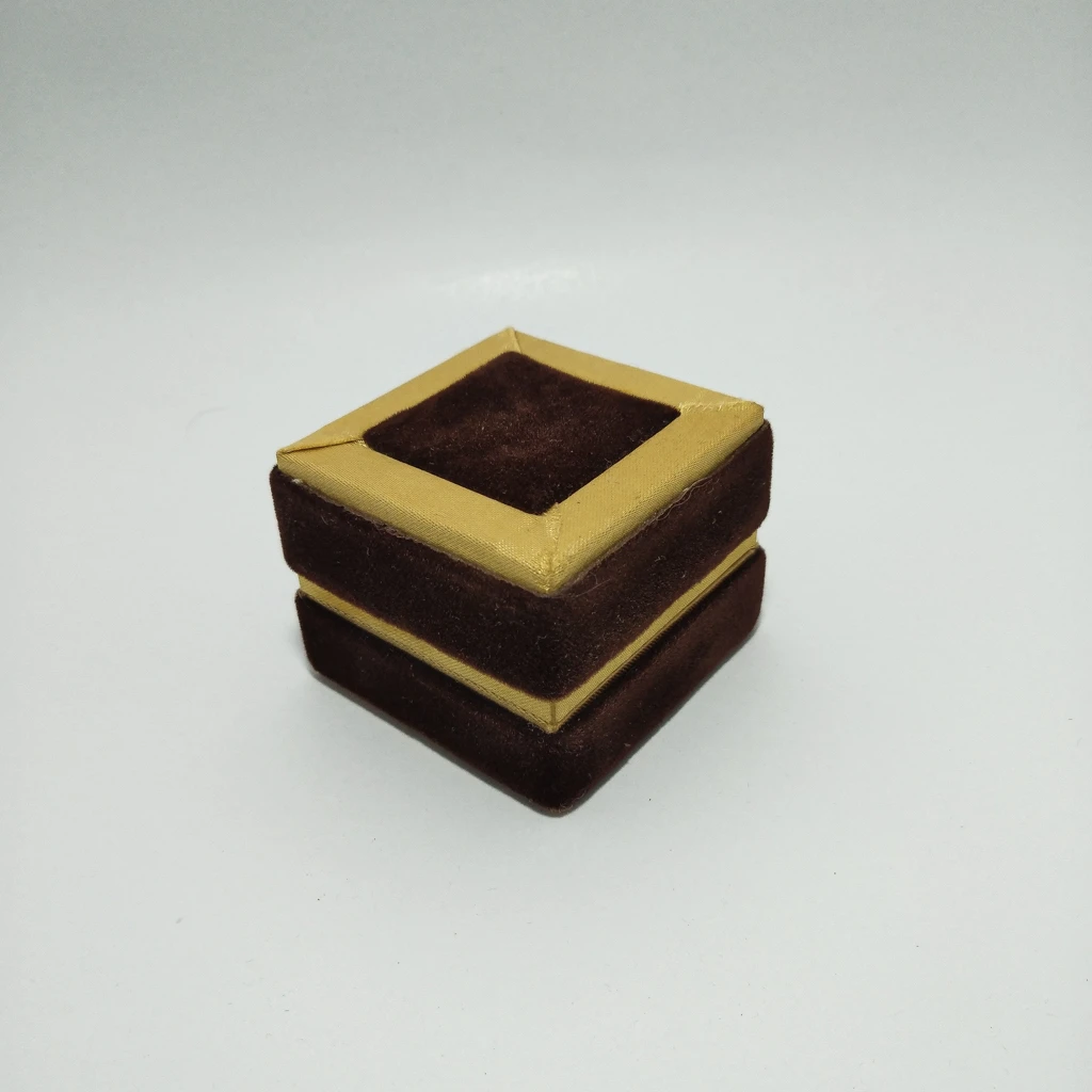 brown velvet golden finish ring box 