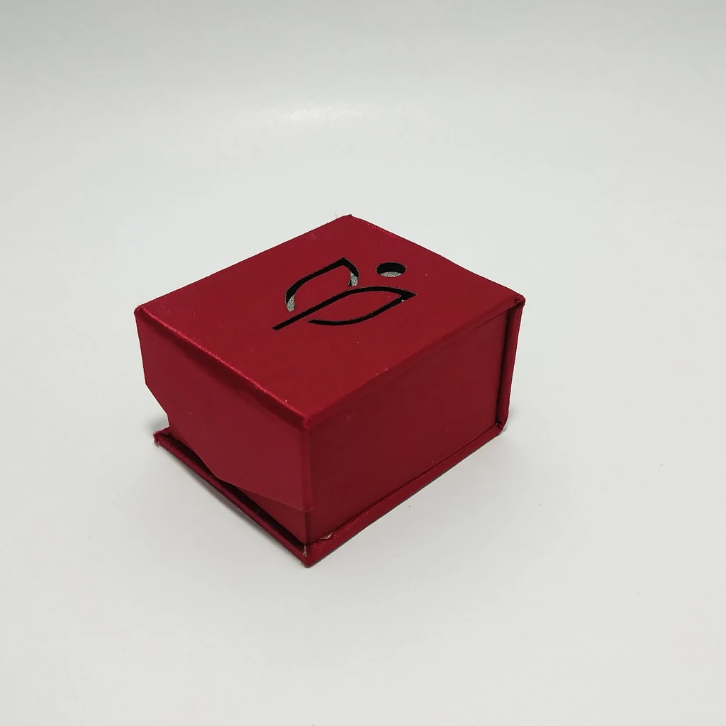 maroon satin laser logo ring box 