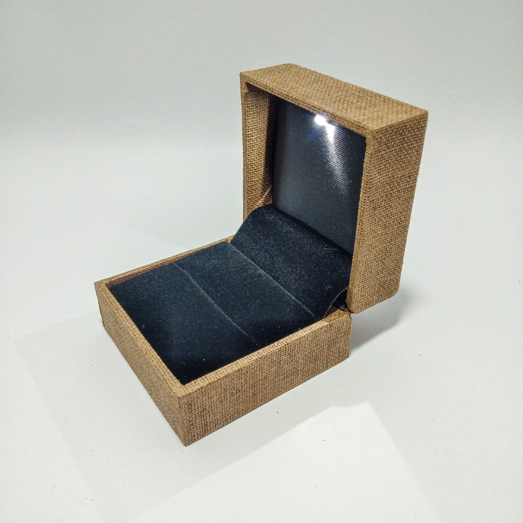 jewellery box jute acrylic led black ring