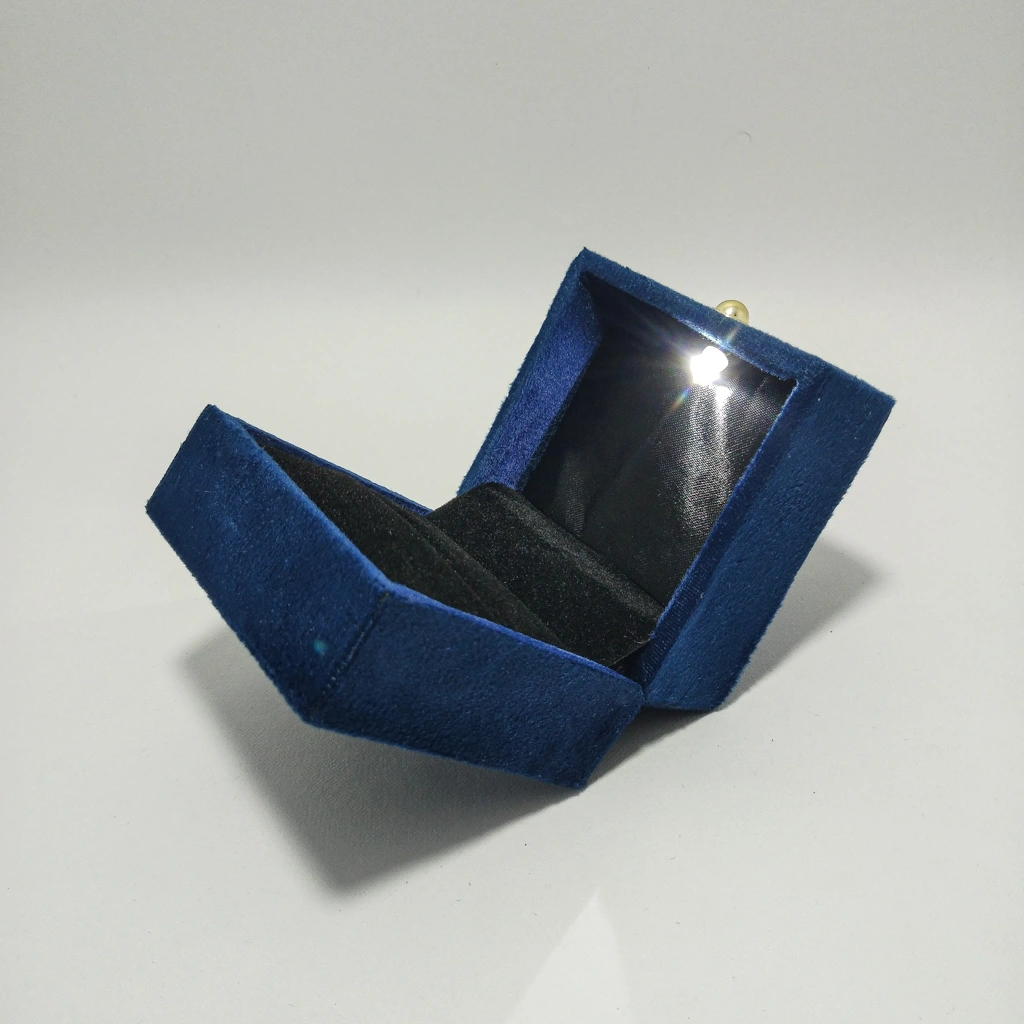 jewellery box premium blue velvet led ring