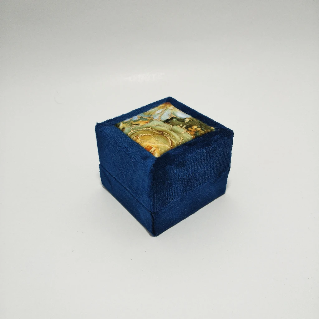 jewelry box royal blue velvet finish ring