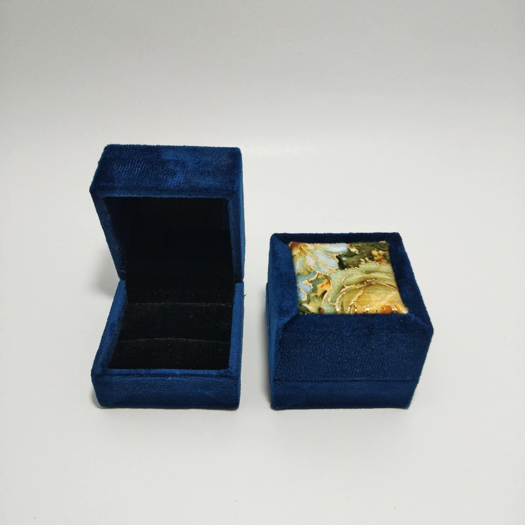 jewellery box royal blue velvet finish ring
