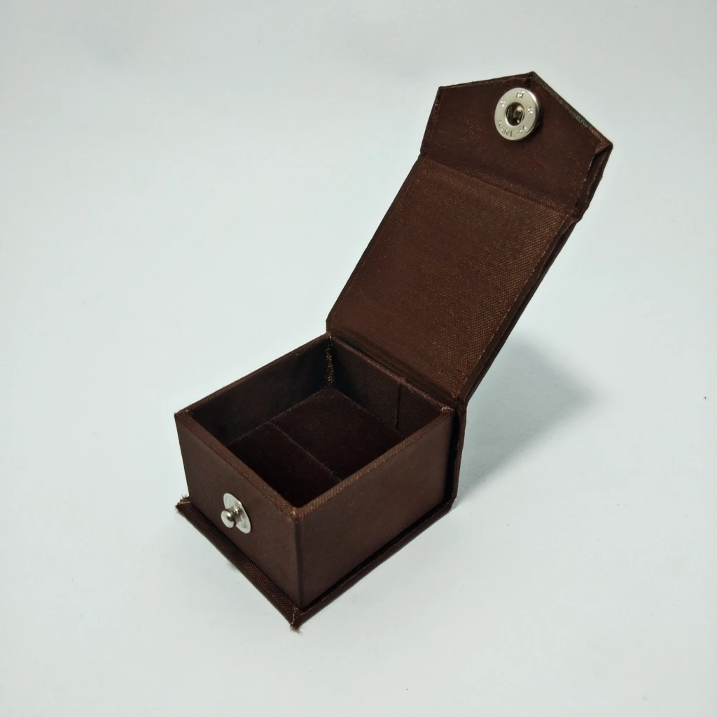 jewelry box brown laser single button ring