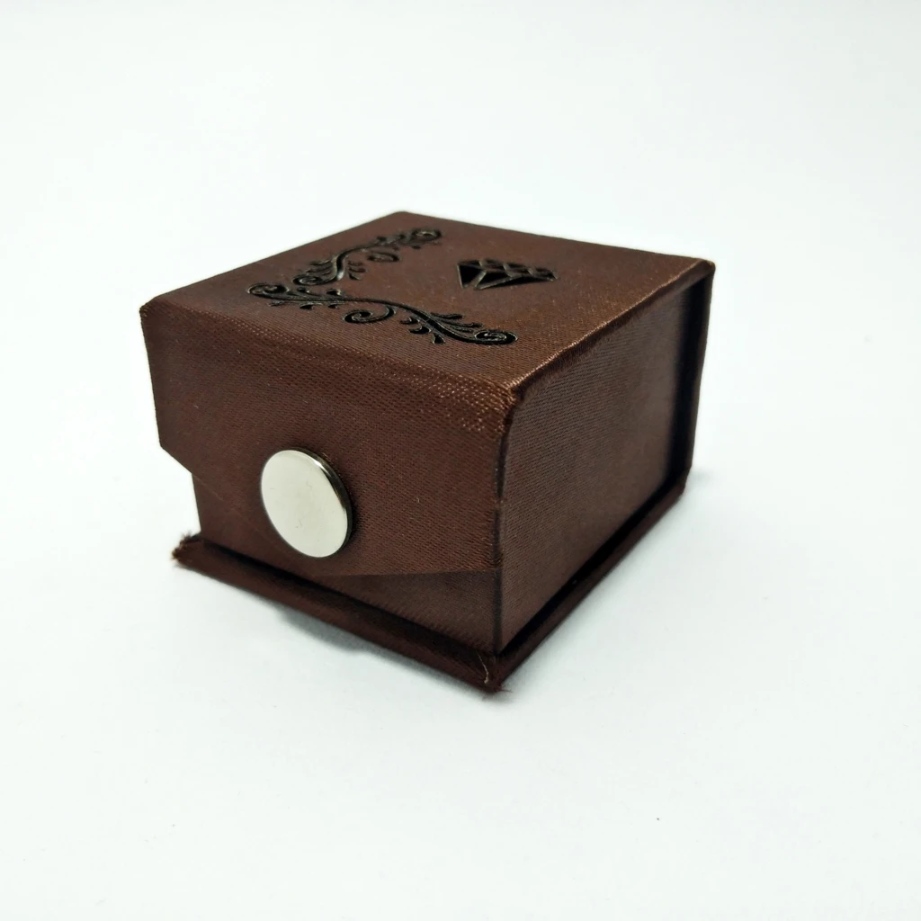 brown laser single button ring
