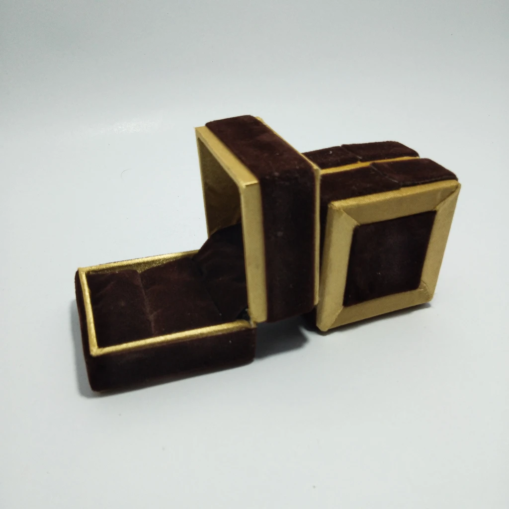 jewelry box brown velvet golden finish ring
