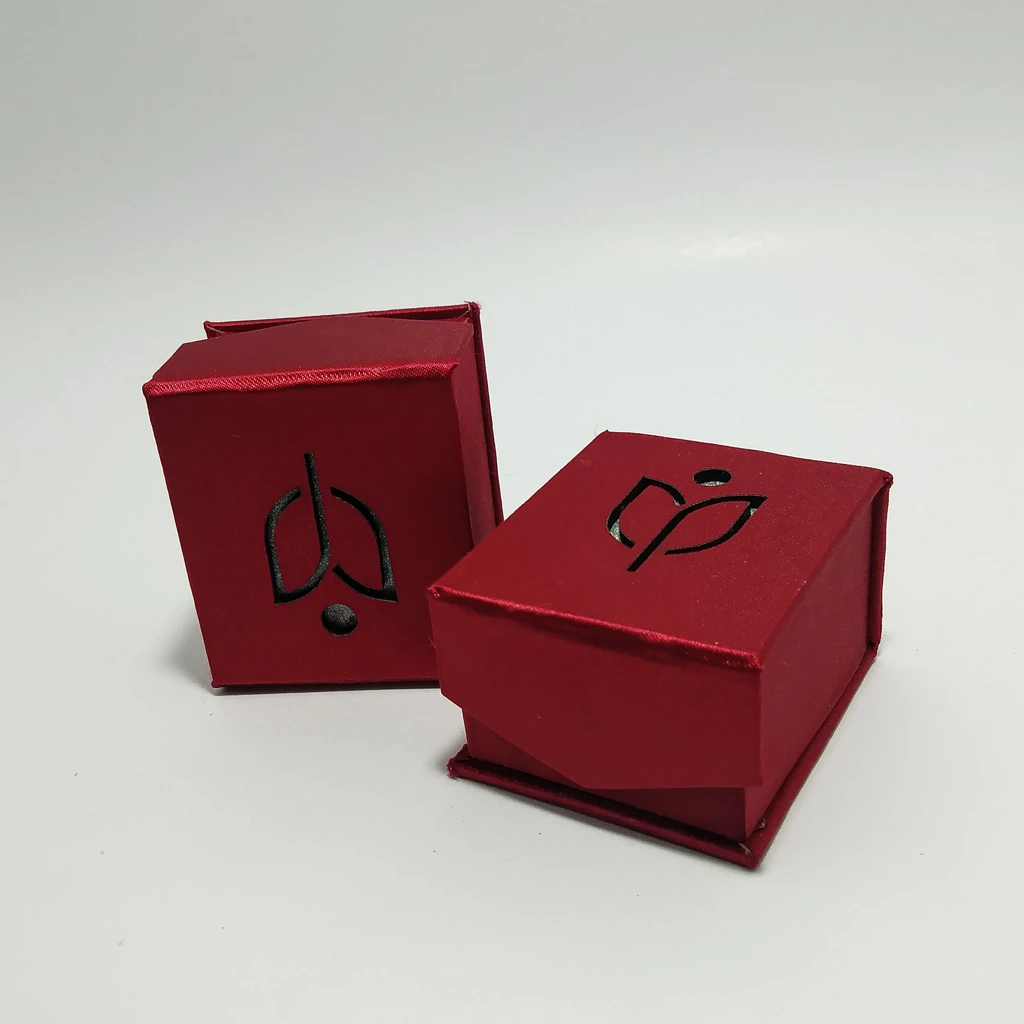 maroon satin laser logo ring