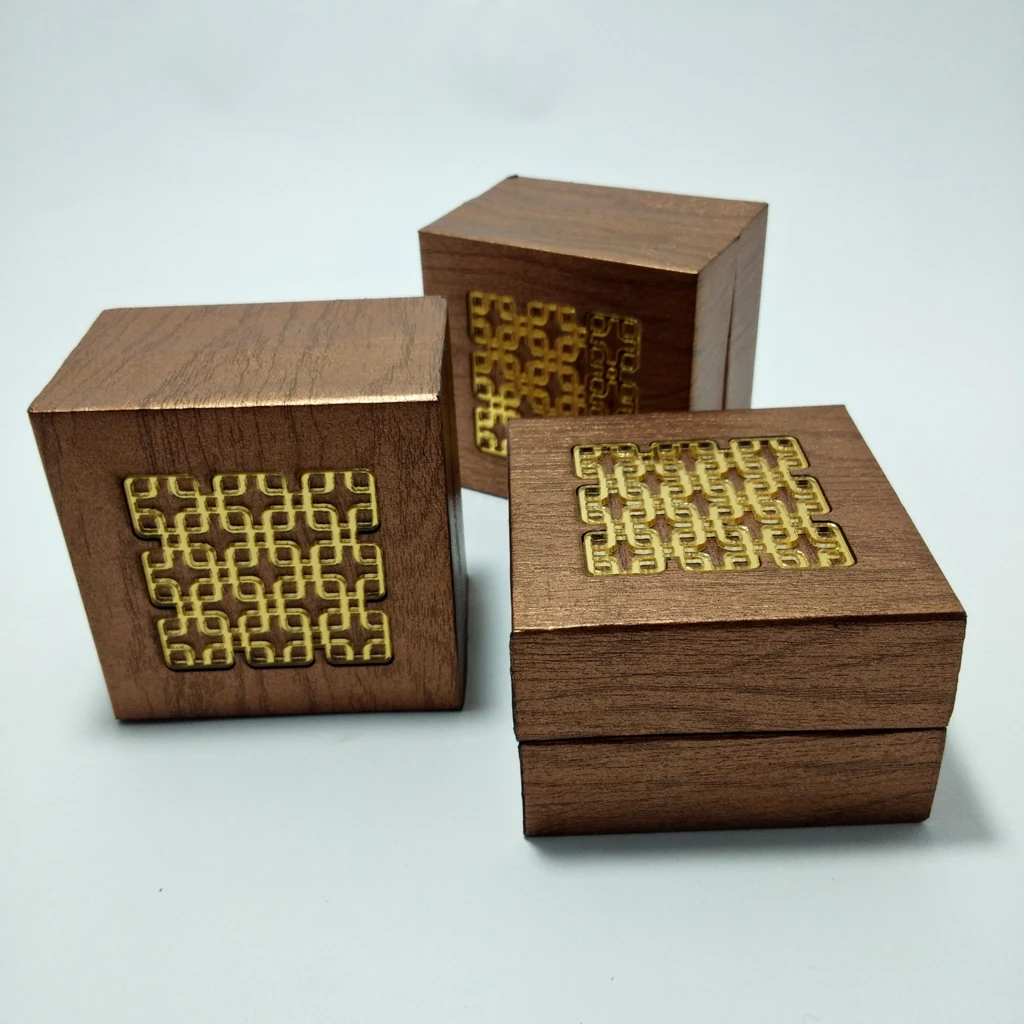 jewelry box led laser wooden finish ring
