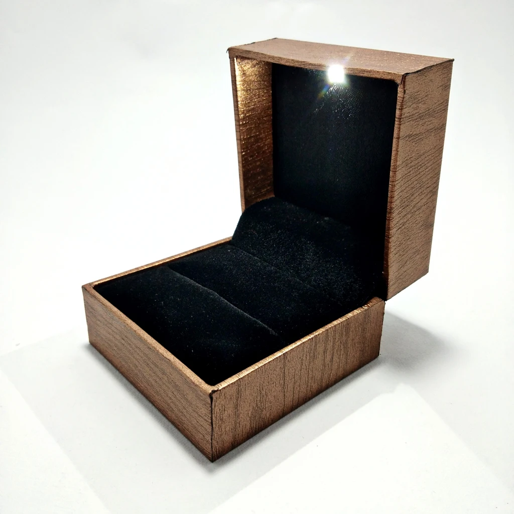 jewellery box led laser wooden finish ring